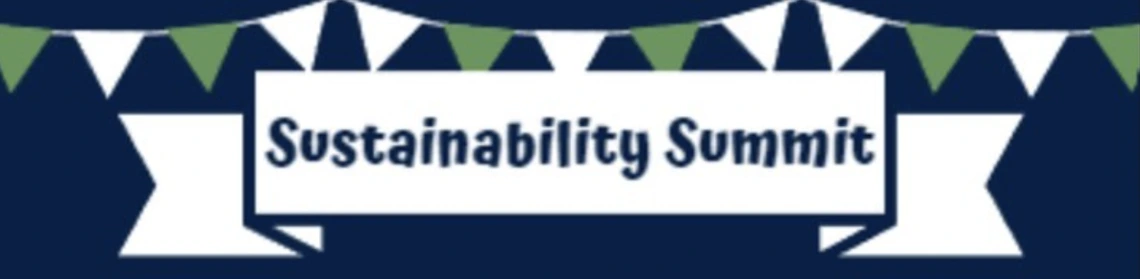 A ribbon with the text "Sustainability Summit."