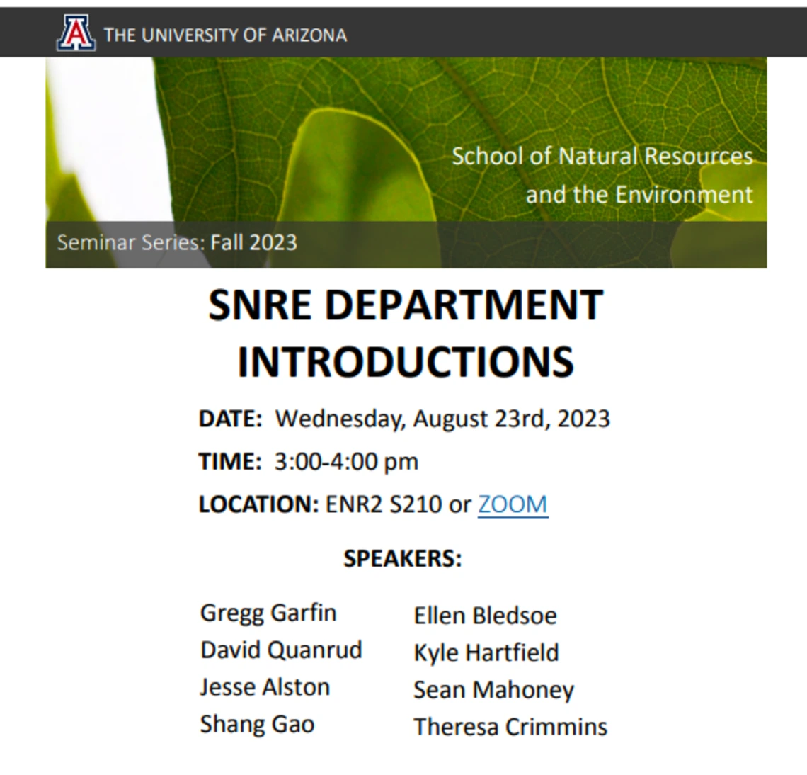 Department Introductions