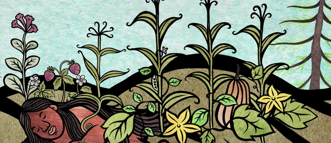 Artistic rendering of person sleeping in the earth