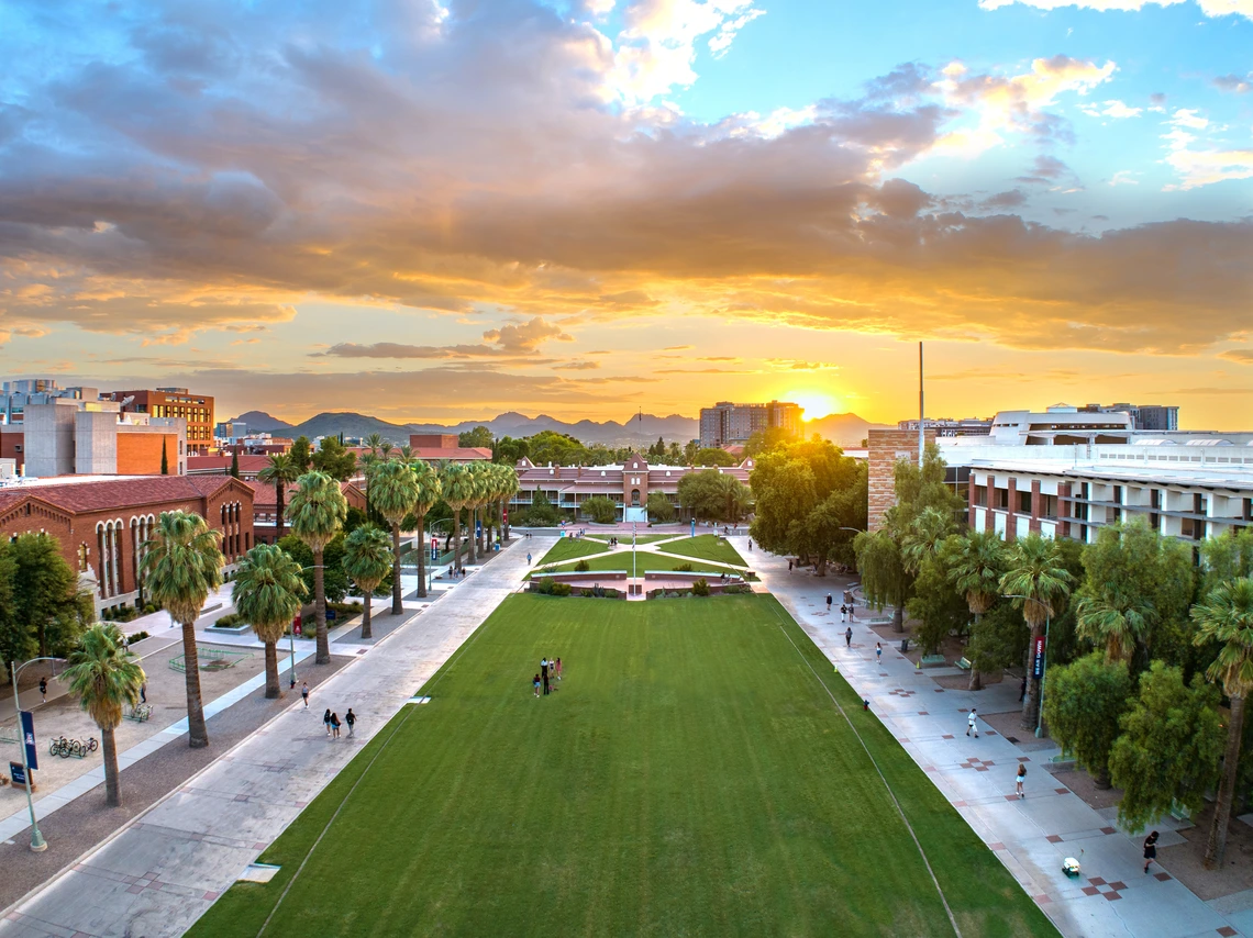 U of A campus mall at sunrise