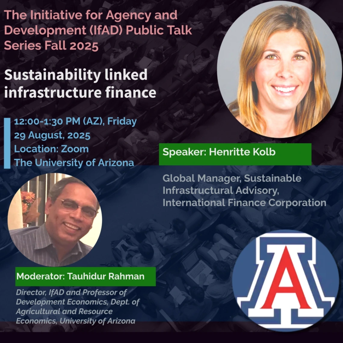 IfAD Public Talk Series: Sustainability linked infrastructure finance Flyer