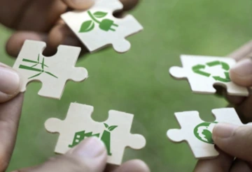 Environment themed puzzle pieces