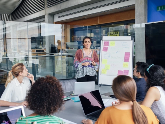 A woman giving a presentation
