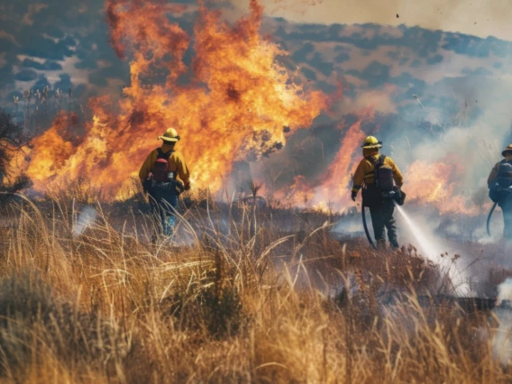 Fire fighters fighting a wildfire