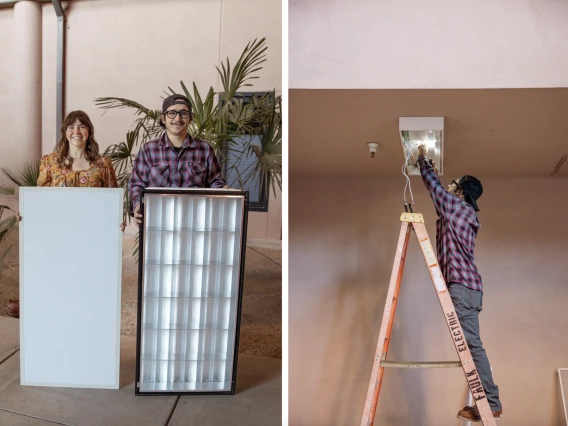 Students install energy efficient lighting