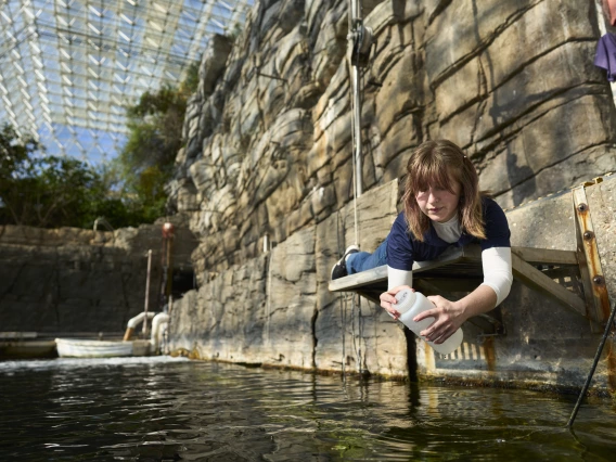 Student workers conduct research in the Biosphere ocean. Photo taken during 160over90 Arizona master brand photo shoot, March 2022.