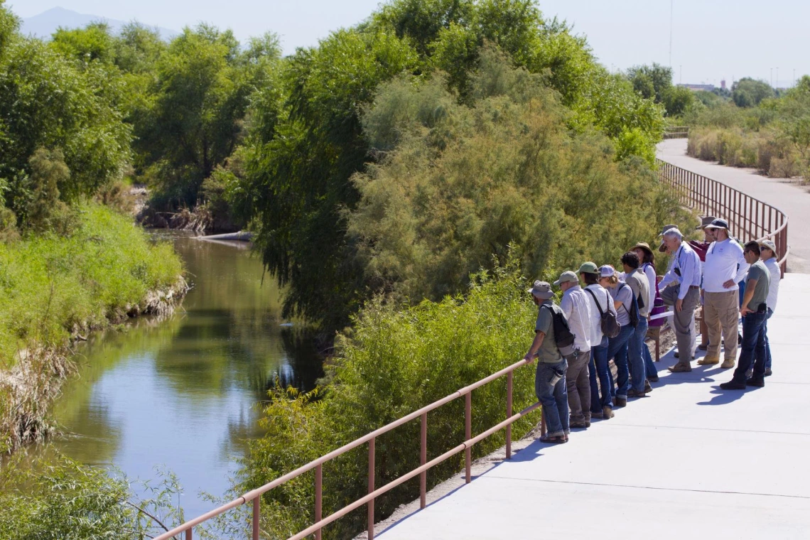 group standing by wash in Arizona