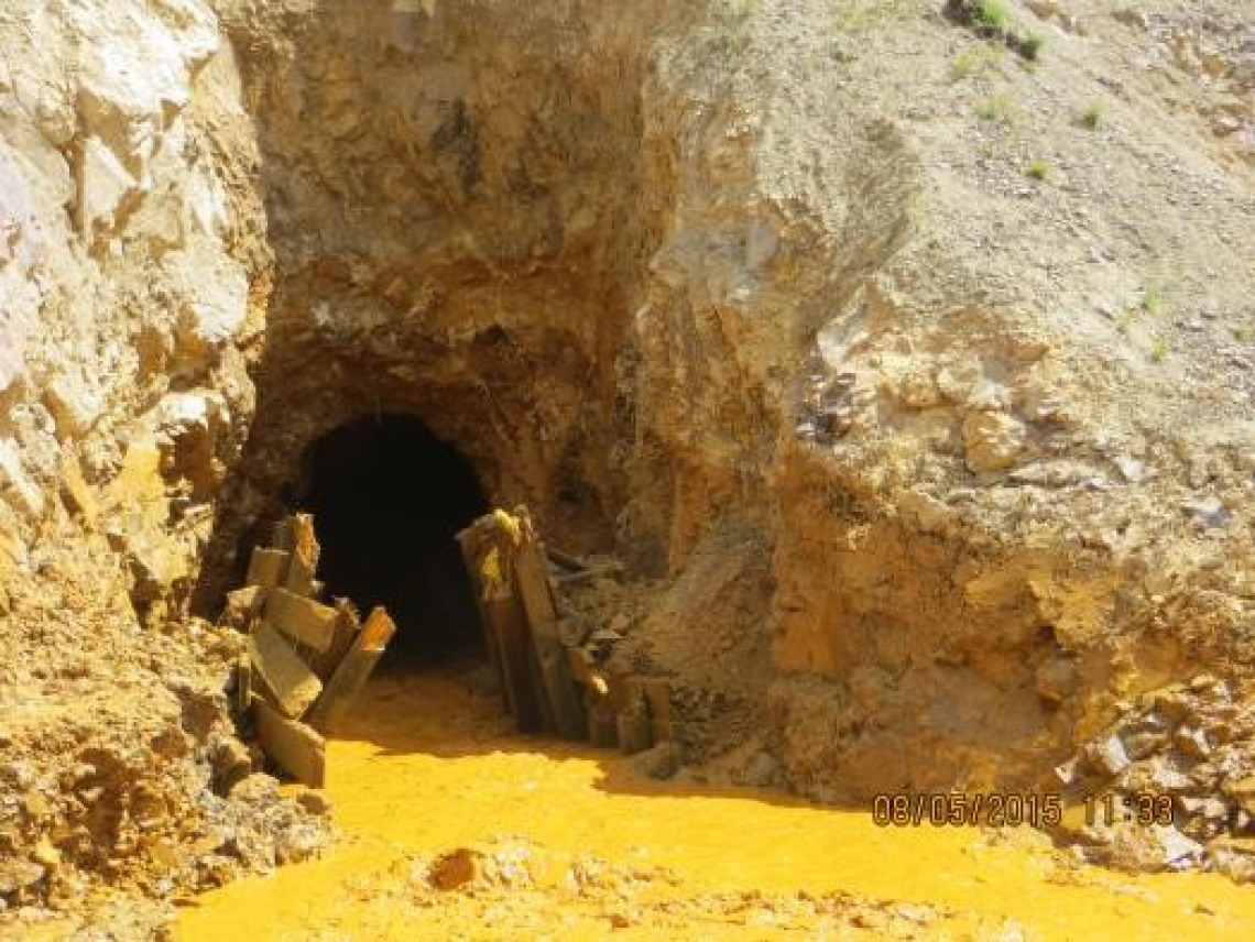 Discharge from the Gold King Mine shortly after it was breached on Aug. 15, 2015.