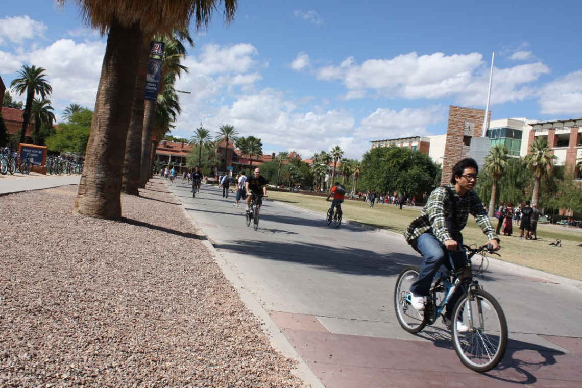 Biking on the UArizona Mall