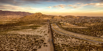 A drone view of the Arizona-Mexico border