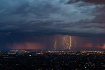 Monsoon and lighting at night